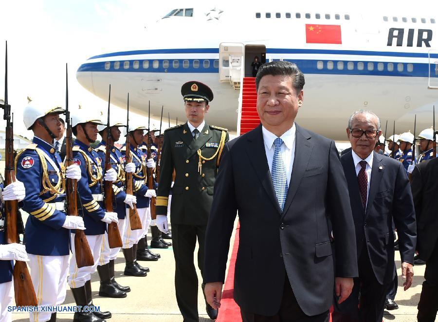 Presidente chino llega a Camboya en visita de Estado