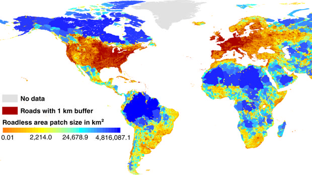 El 20% de la Tierra está ya totalmente cubierto por carreteras