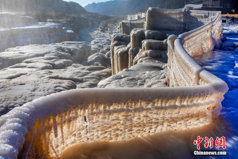 Hermosas imágenes de la cascada Hukou en el río Amarillo cubiertas de hielo